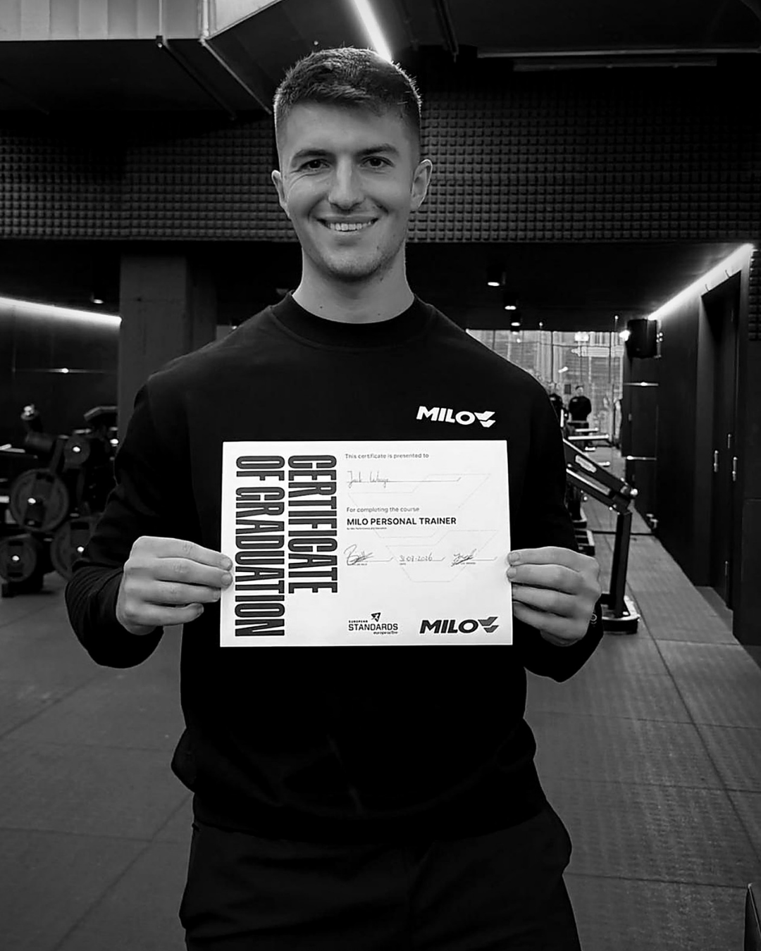 Jack Waage met Milo-certificaat